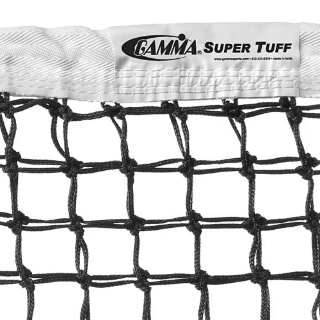 Rete Da Tennis GAMMA Super Tuff In Poliestere Con Fascia - Doppia Maglia Superiore 6 File - Cavo Acciaio - Uso Stagionale E Interno