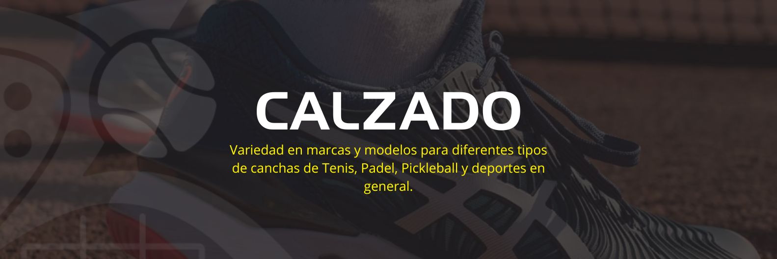 Sección de Calzado Página Principal de Racquet Center. Variedad de calzado para tenis, padel, pickleball y otros deportes, 100% originales, variedad de marcas, variedad de modelos