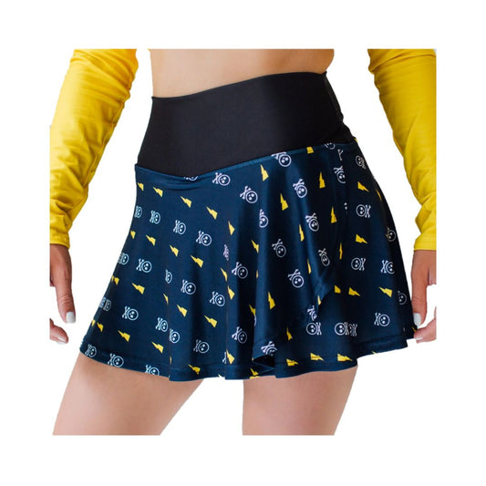 Faye+Florie Lightning Skull Print Jean Skirt