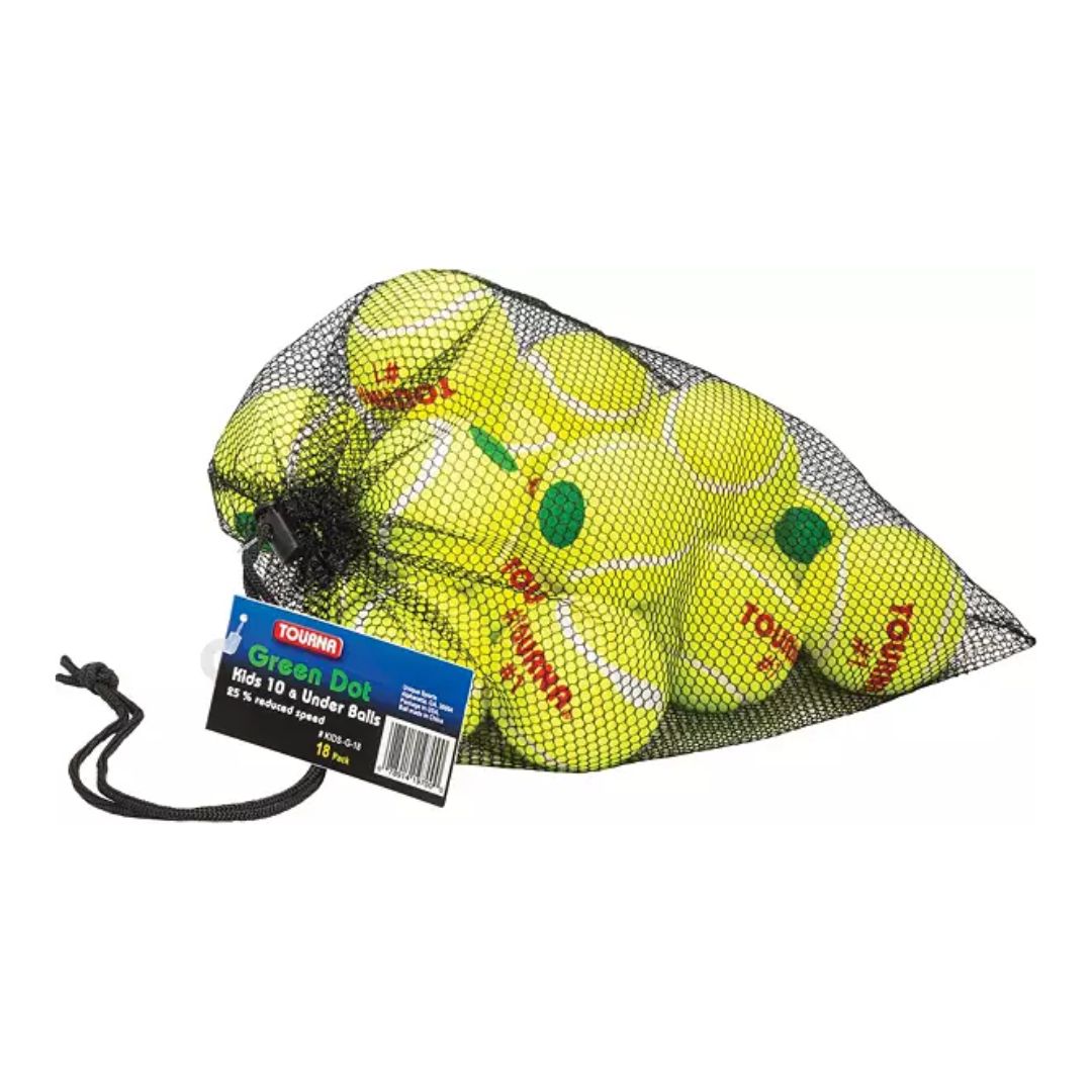 Tourna Green Dot Tennis Balls x18