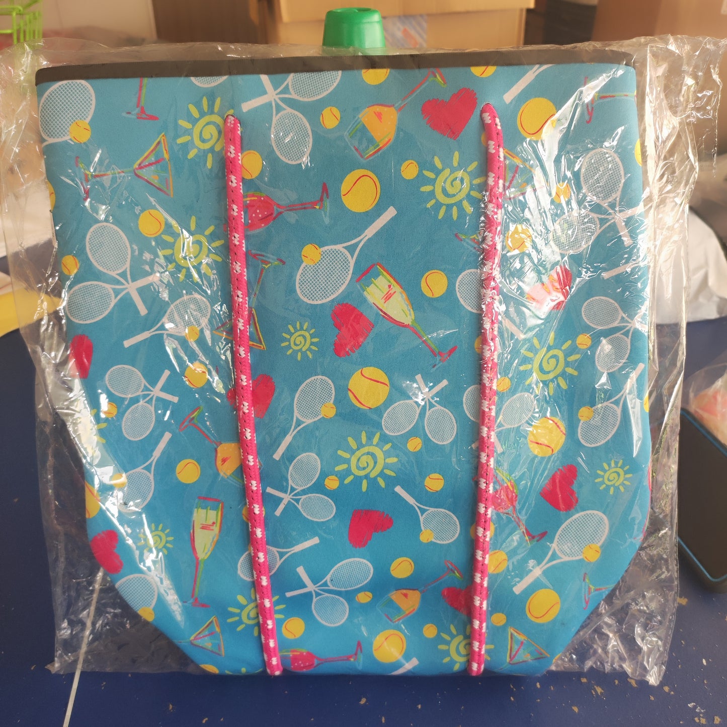 Cute Tennis Stuff Beach/Gym Tote & Pouch Girl's Weekend Boozy Blue